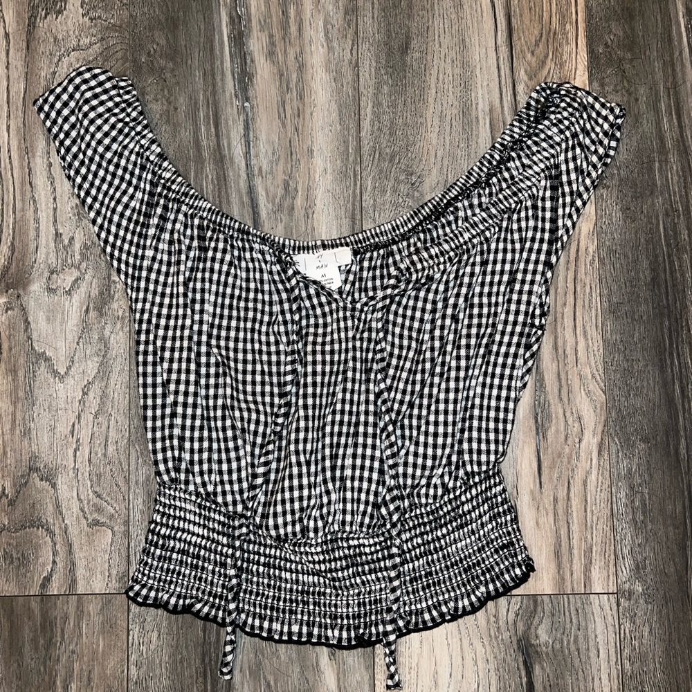 Checkered Off the Shoulder Top
